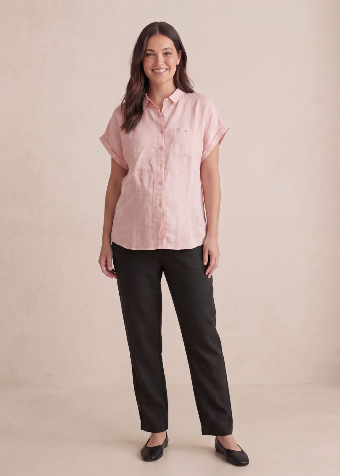 Relaxed Short Sleeve Shirt in Linen