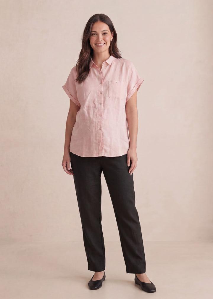 Relaxed Short Sleeve Shirt in Linen
