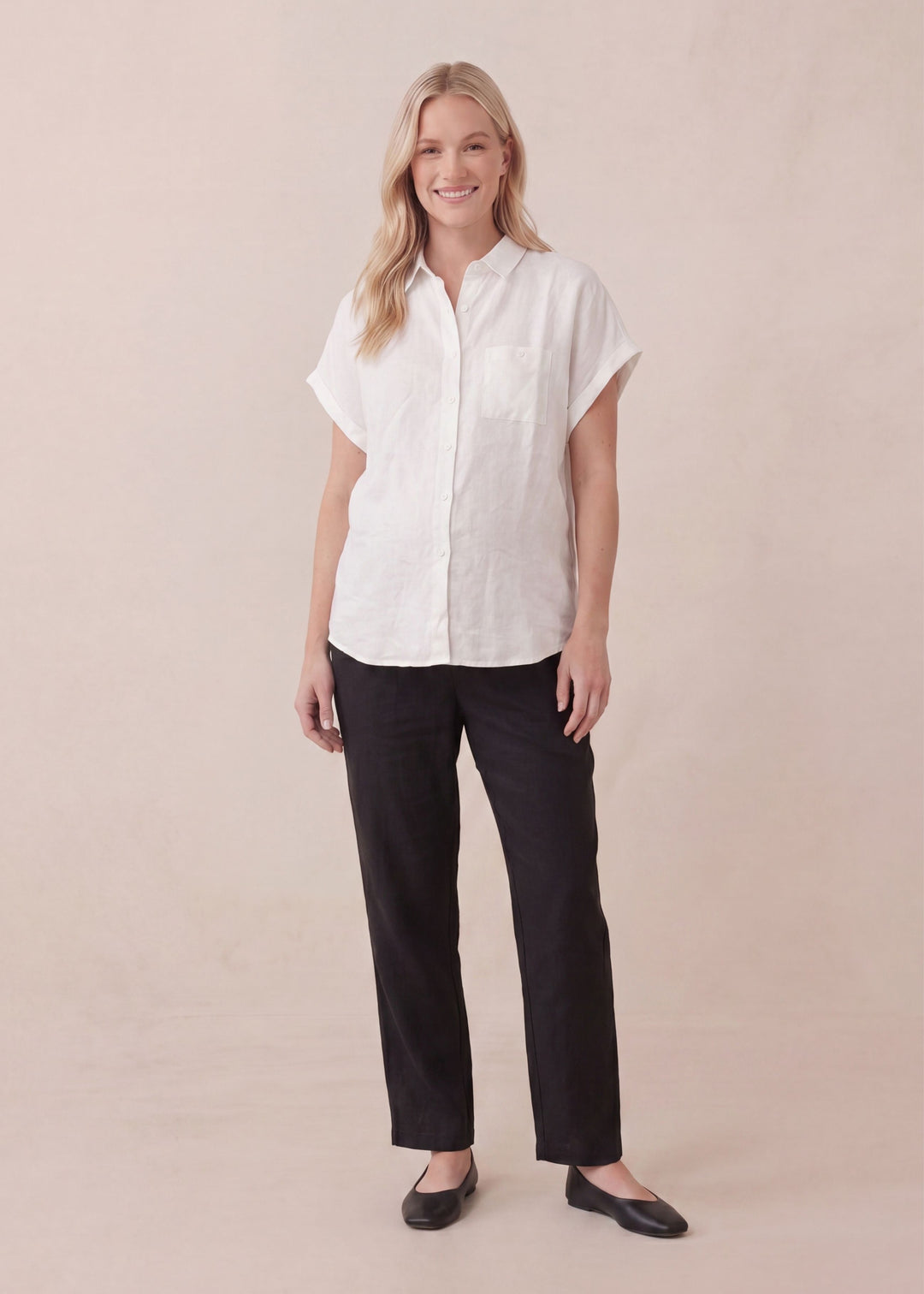 Relaxed Short Sleeve Shirt in Linen