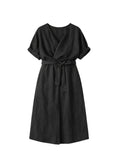 Reversible Twist-Front/Back Linen Dress in Linen