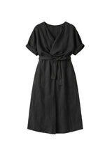 Reversible Twist-Front/Back Linen Dress in Linen