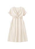 Reversible Twist-Front/Back Linen Dress in Linen