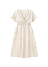 Reversible Twist-Front/Back Linen Dress in Linen