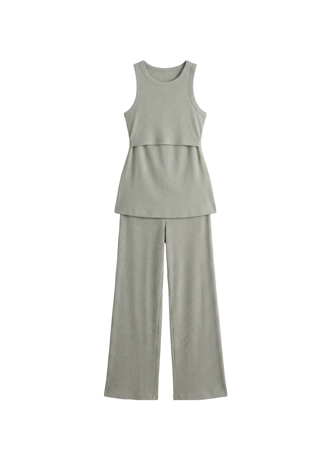 Rib Knit Nursing Top and Bottom Set