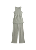 Rib Knit Nursing Top and Bottom Set
