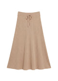 Ribbed Drawstring Skirt in Cotton/Cashmere