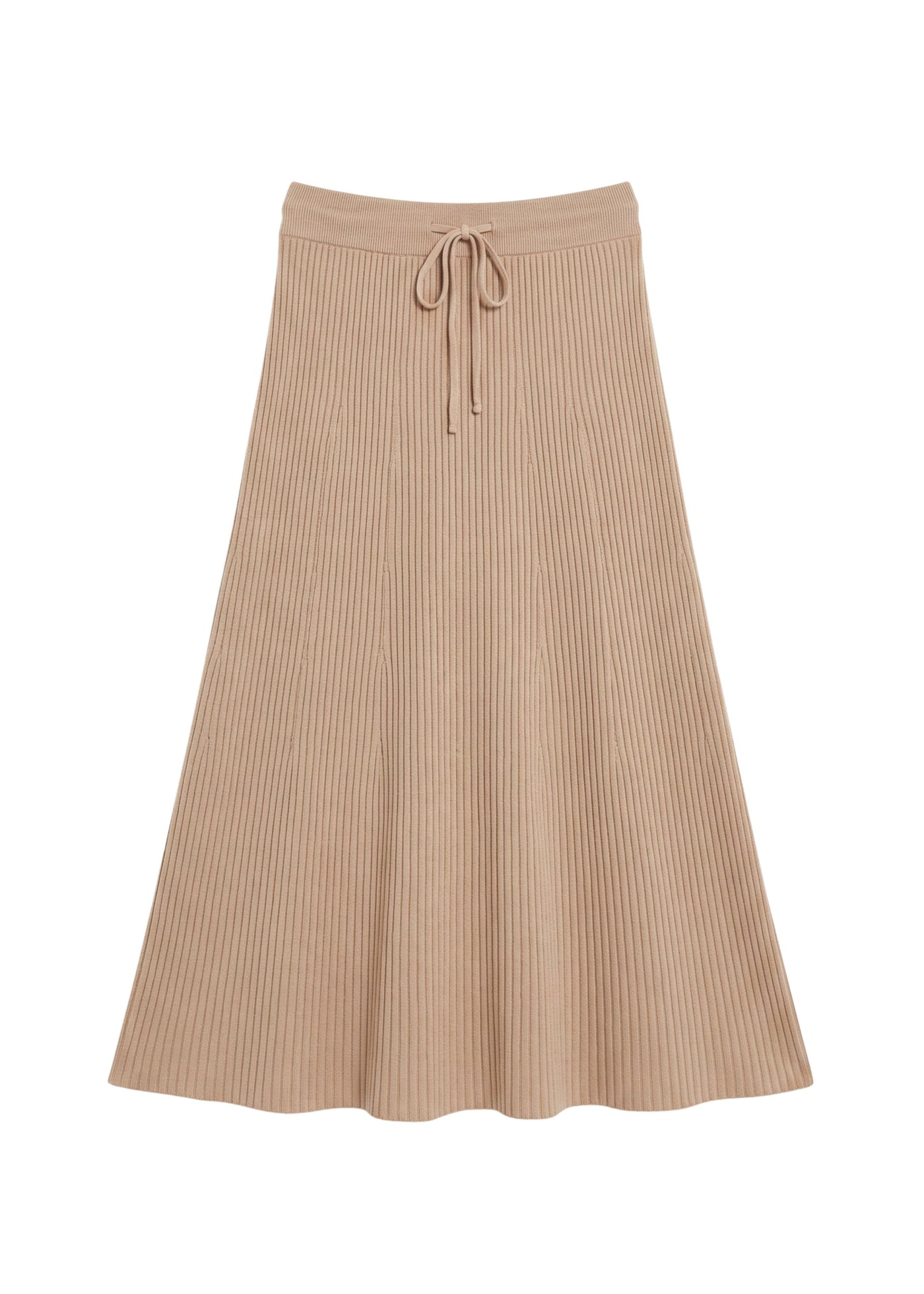 Ribbed Drawstring Skirt in Cotton/Cashmere