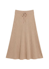Ribbed Drawstring Skirt in Cotton/Cashmere