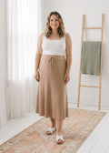 Ribbed Drawstring Skirt in Cotton/Cashmere