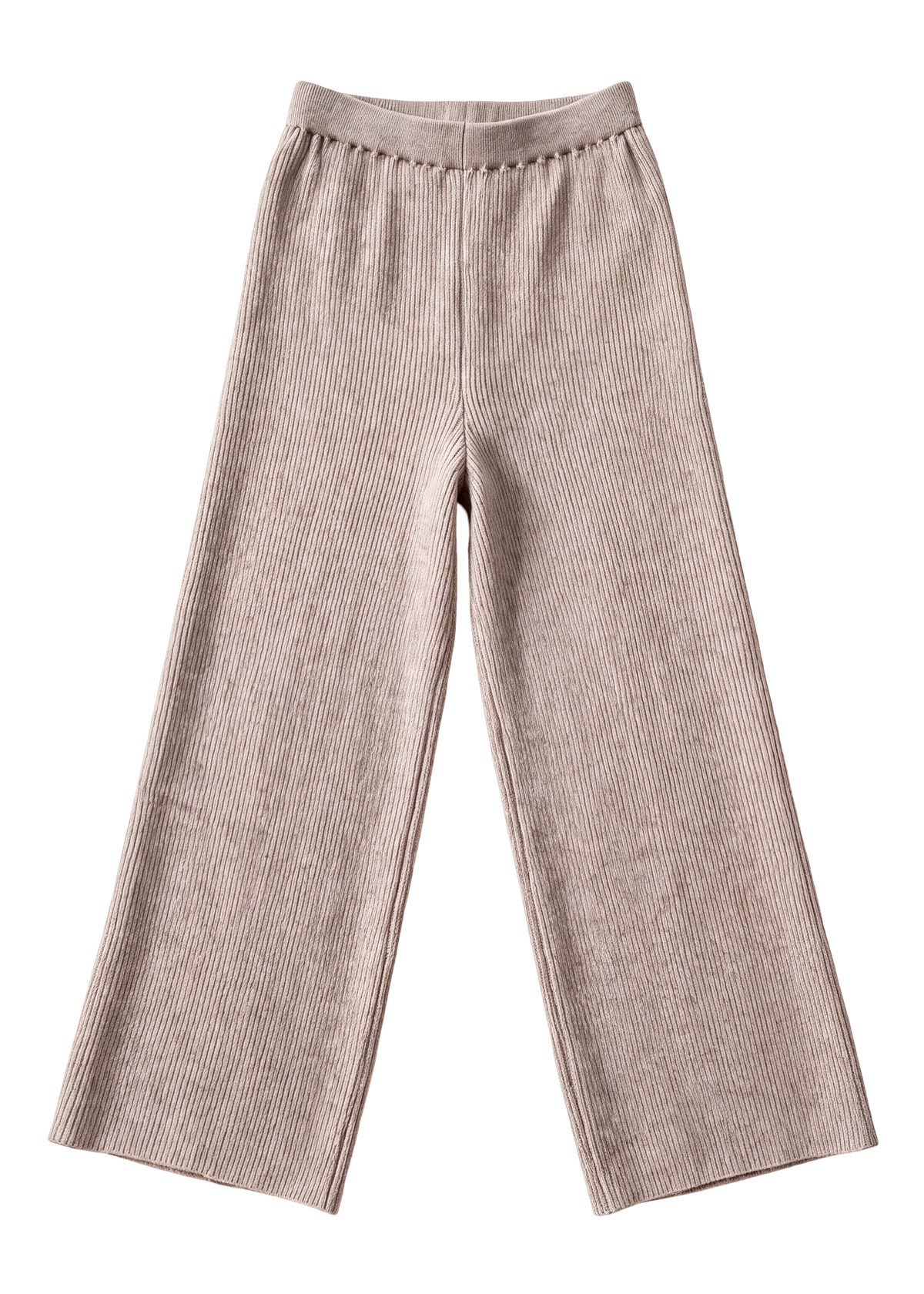 Ribbed Knit Wide-Leg Pants in Cotton Cashmere