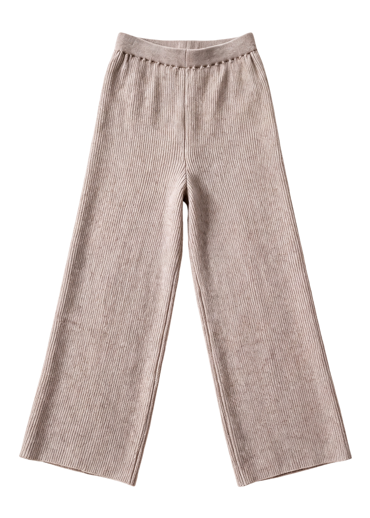 Ribbed Knit Wide-Leg Pants in Cotton Cashmere