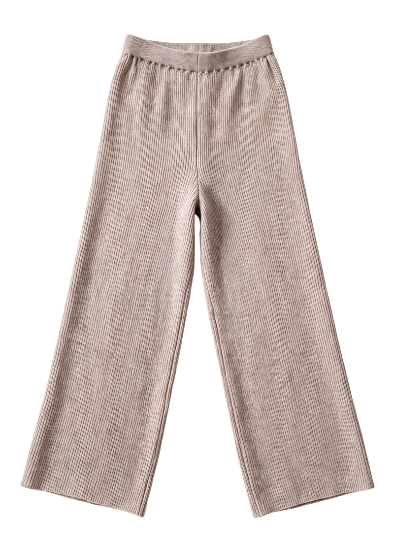 Ribbed Knit Wide-Leg Pants in Cotton Cashmere