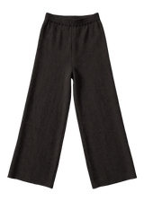 Flat lay of the Ebony Ribbed Knit Wide-Leg Pants in Cotton Cashmere