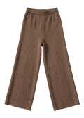 Flat lay of the Mocha Ribbed Knit Wide-Leg Pants in Cotton Cashmere