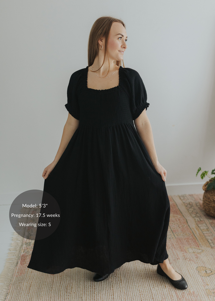 Romantic Square Neck Dress in Cotton Gauze