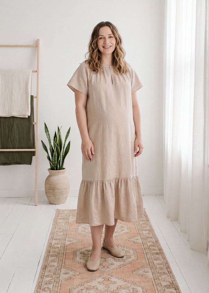 Ruffle Hem Nursing Dress