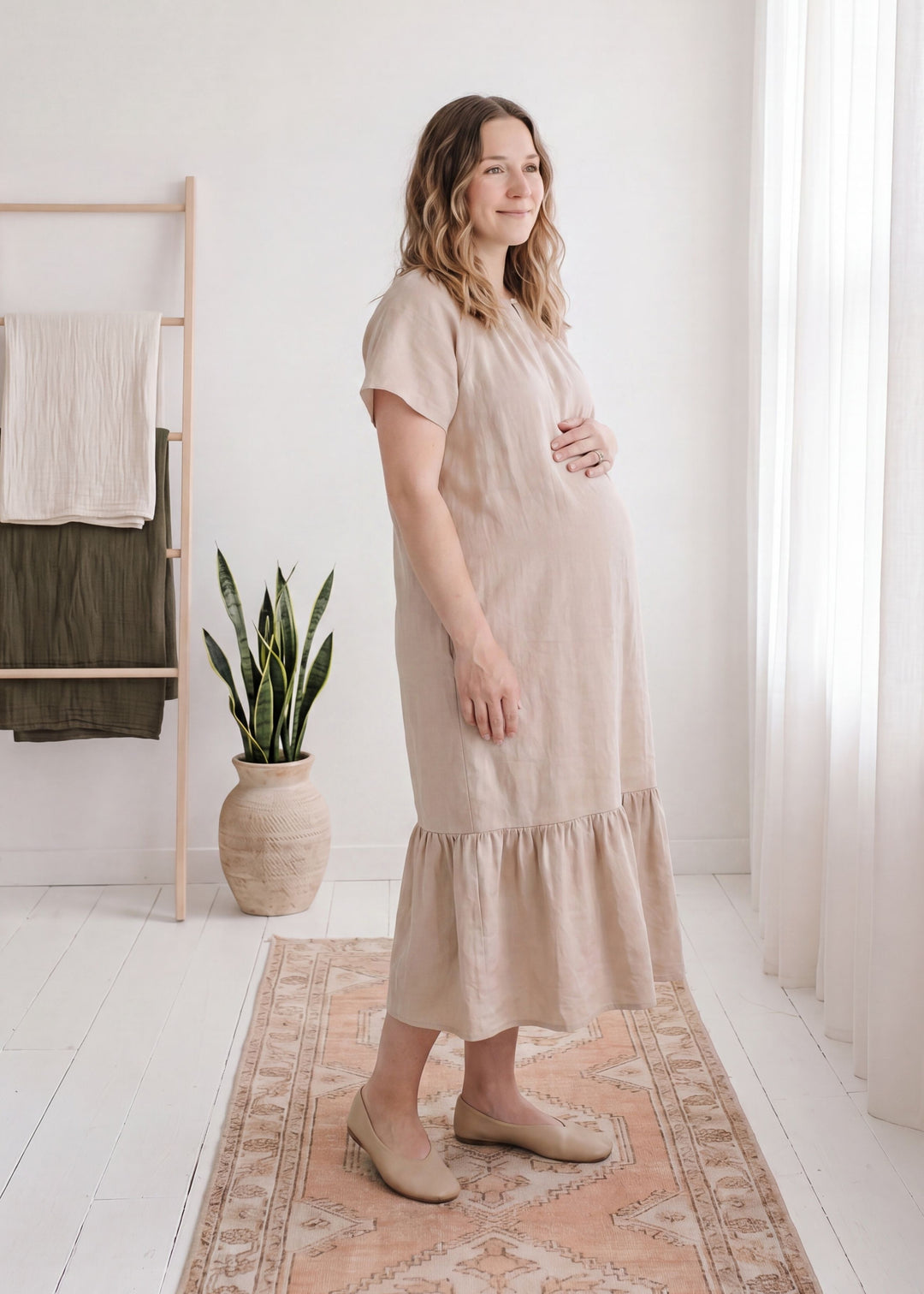 Ruffle Hem Nursing Dress
