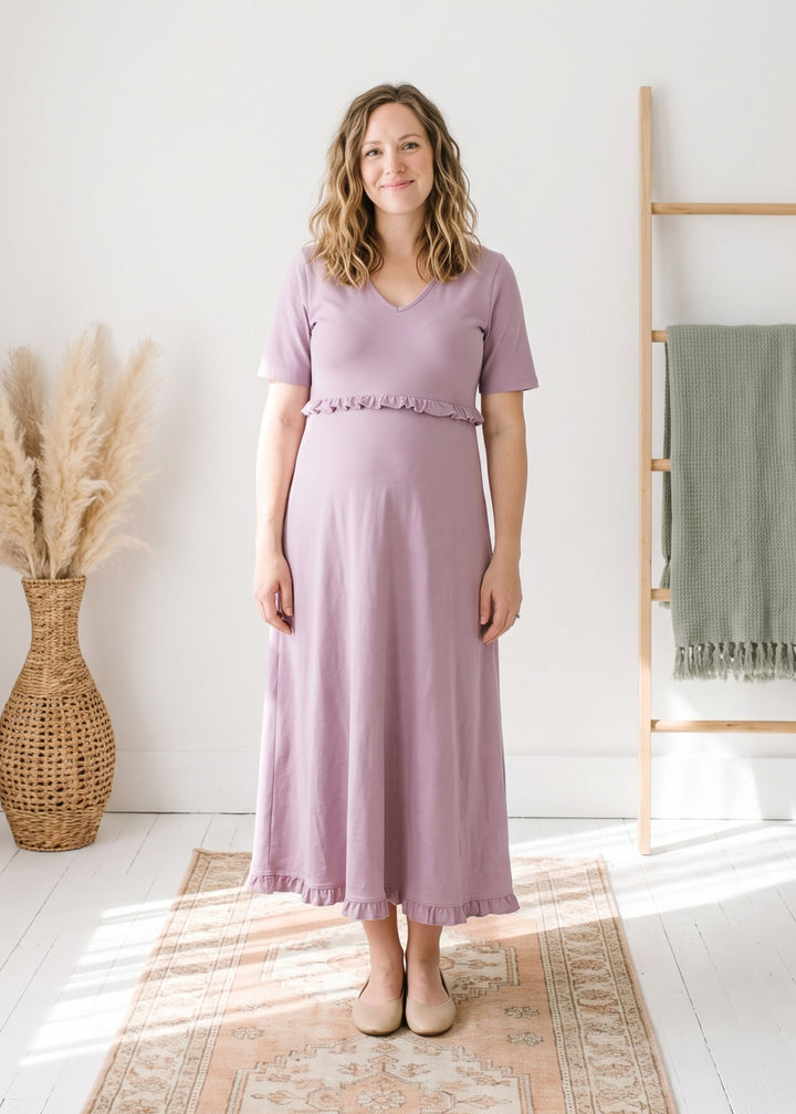Ruffle Overlay Nursing Dress