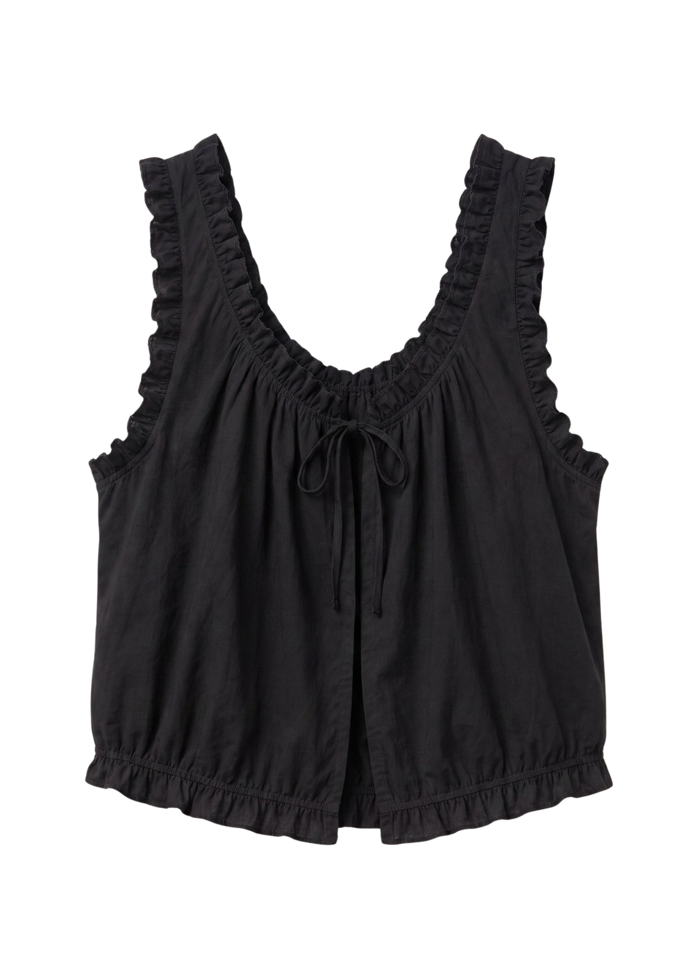 Ruffle Trim Tie-Front Nursing Top in Cotton