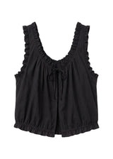 Ruffle Trim Tie-Front Nursing Top in Cotton