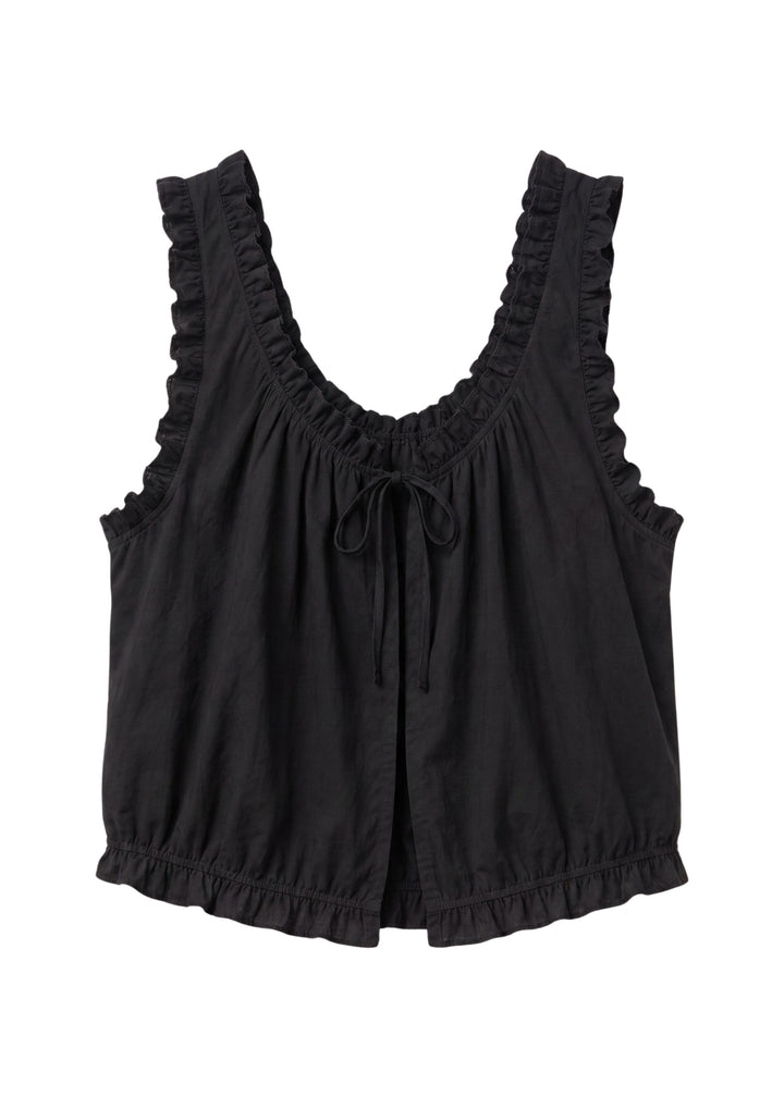 Ruffle Trim Tie-Front Nursing Top in Cotton