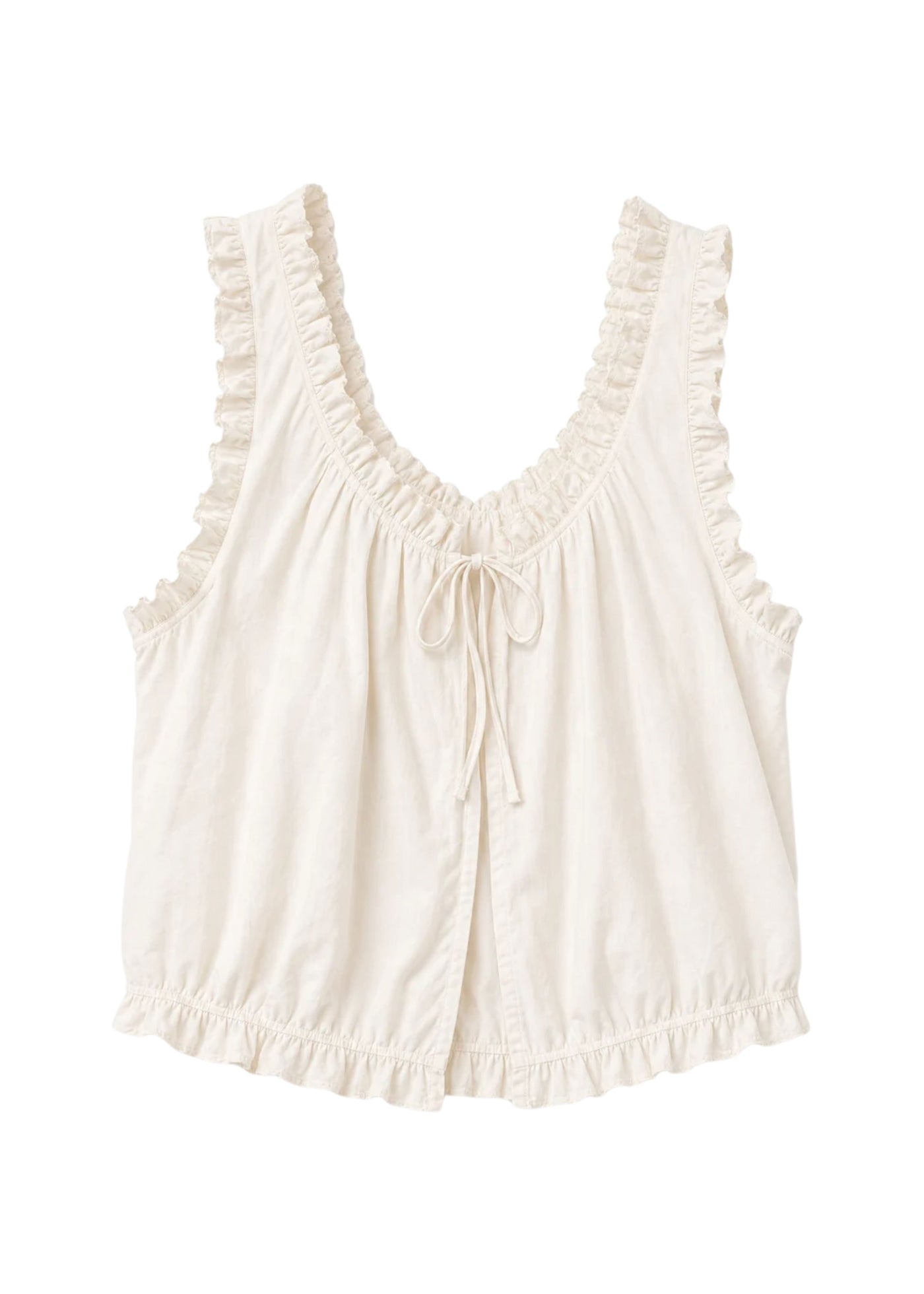 Ruffle Trim Tie-Front Nursing Top in Cotton