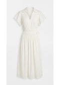 Eyelet Sleeve Maternity Midi Dress in Natural — flat lay