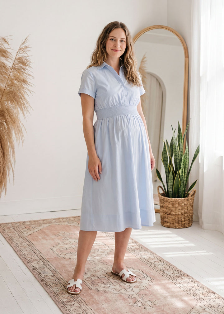 Sarah Shirt Dress in Cotton Poplin