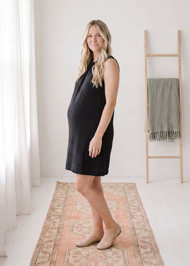 Sleeveless Nursing Shift Dress in Cotton