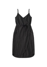 Spaghetti-Strap Linen Wrap Dress