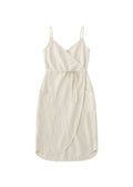 Spaghetti-Strap Linen Wrap Dress