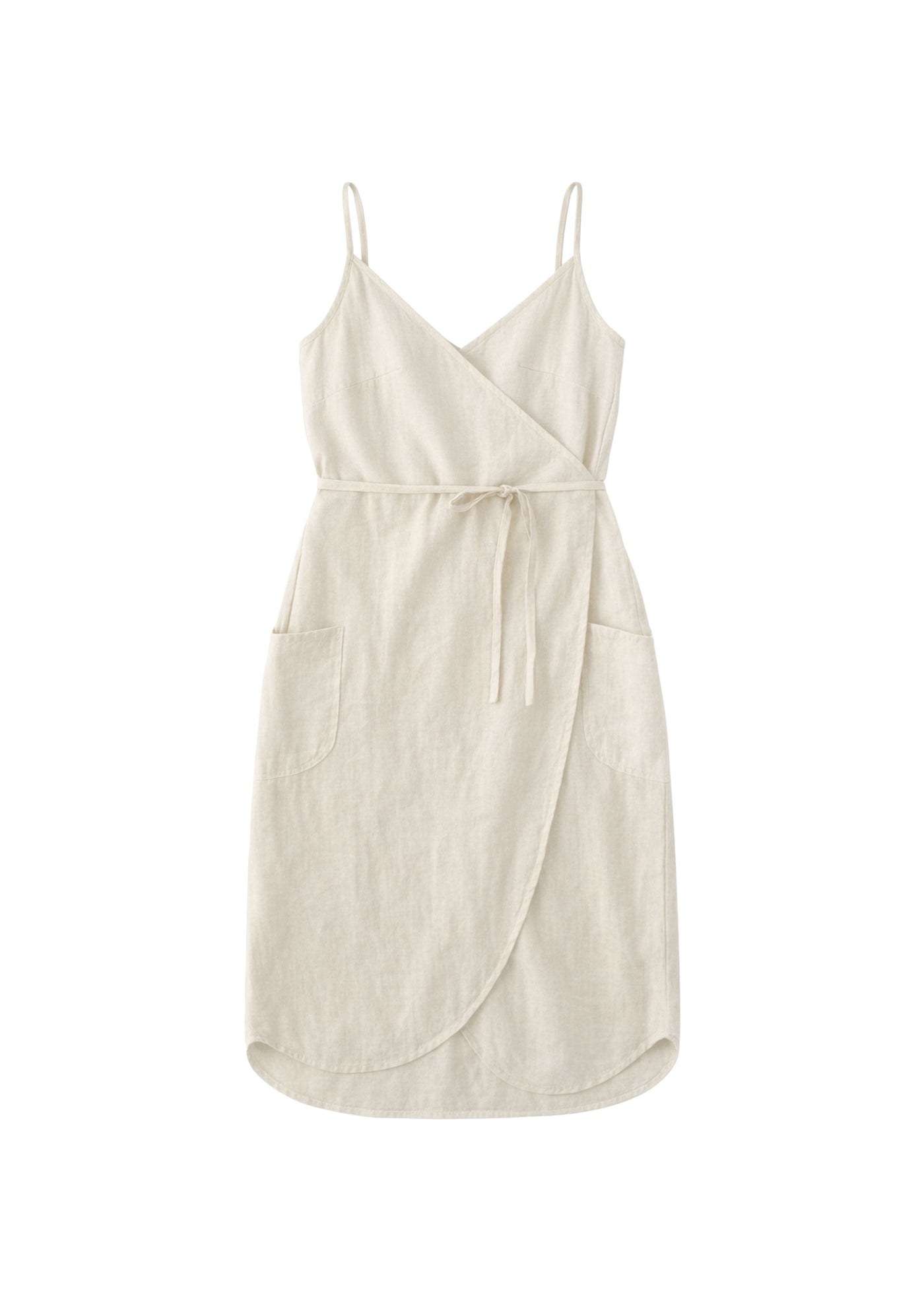 Spaghetti-Strap Linen Wrap Dress