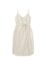 Spaghetti-Strap Linen Wrap Dress