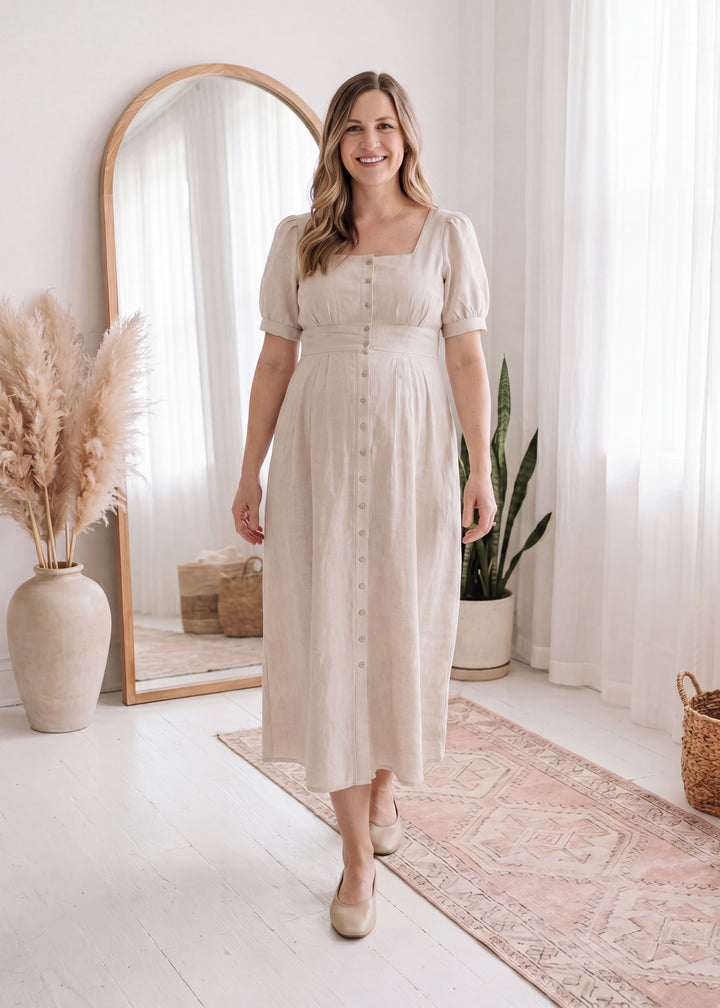 Square Neck Button Front Dress