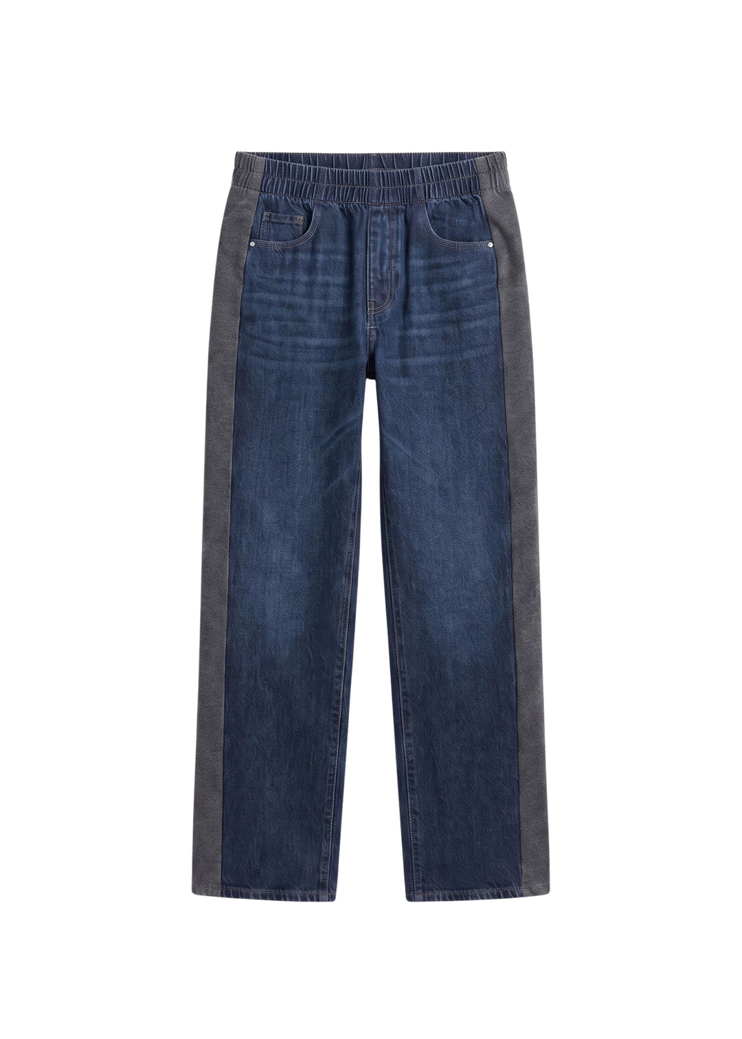 Straight Leg Knit Panel Jeans