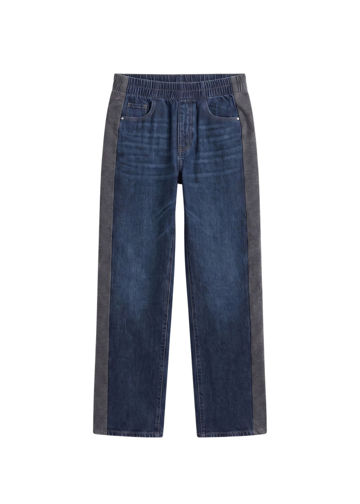 Straight Leg Knit Panel Jeans