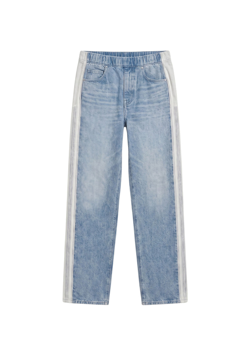 Straight Leg Knit Panel Jeans