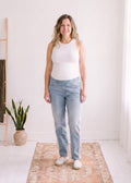 Straight Leg Knit Panel Jeans