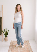 Straight Leg Knit Panel Jeans