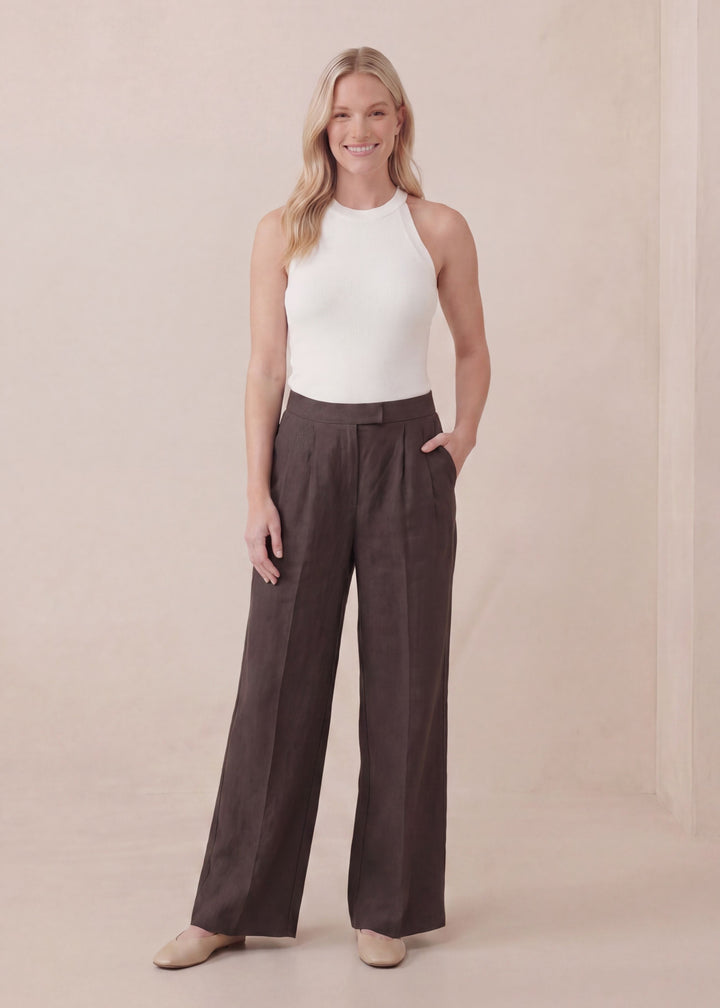 Tailored Wide Leg Pant in Linen