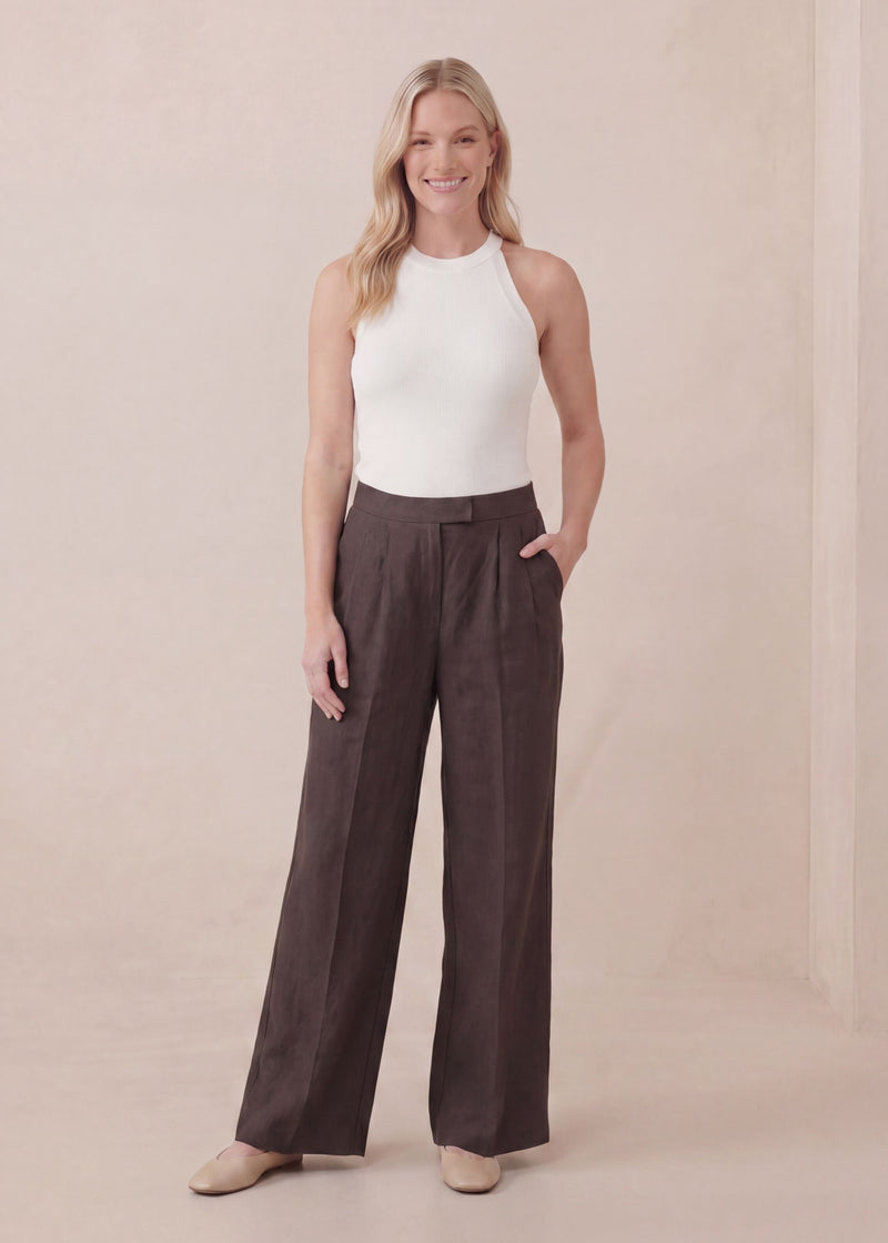 Tailored Wide Leg Pant in Linen