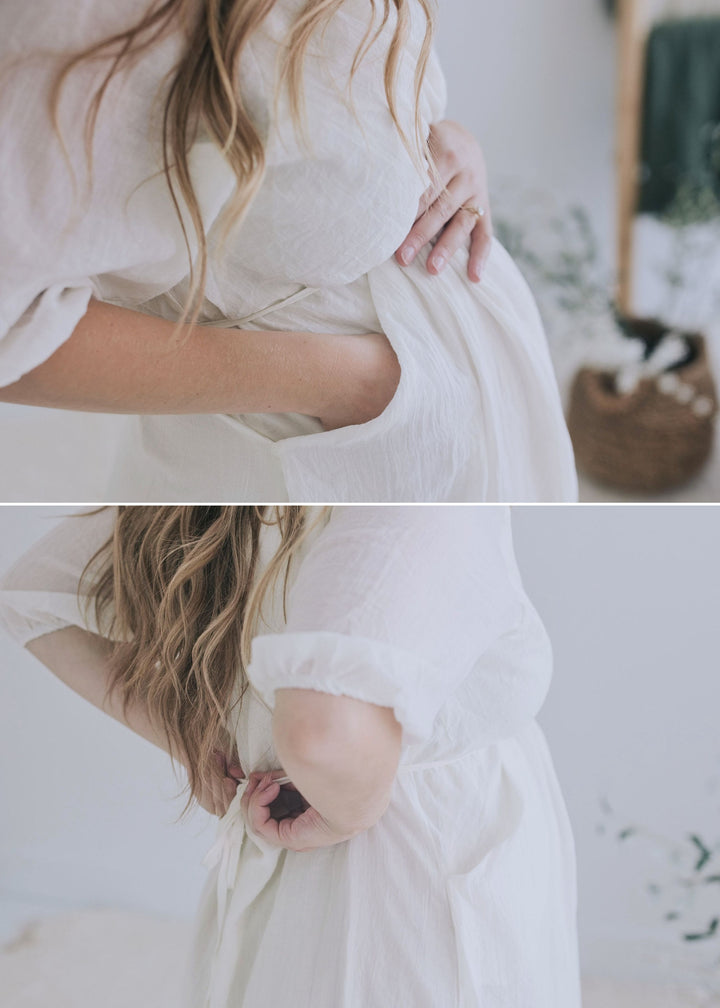 Textured Nursing Crossover Dress