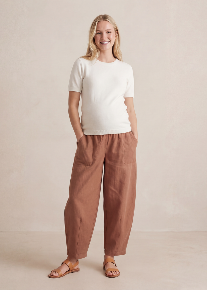 The Everyday Barrel Pant in Linen/Cotton