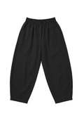 Black linen/cotton Everyday Barrel Pant with an elastic waistband and deep functional pockets.