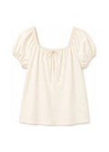 Tie-Front Puff Sleeve Blouse in Cotton