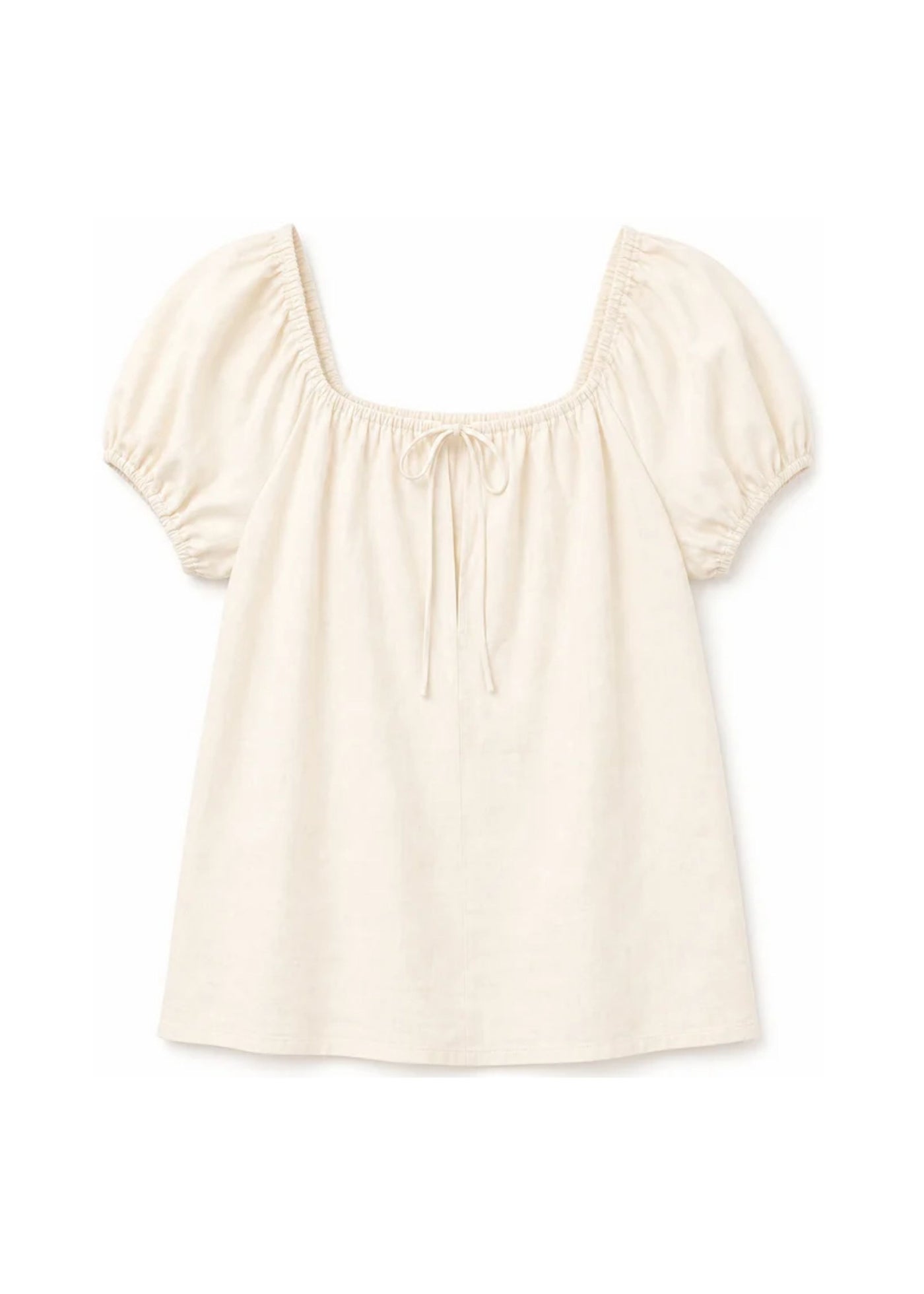 Tie-Front Puff Sleeve Blouse in Cotton