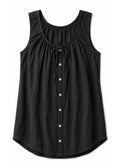 Tie-Front Sleeveless Top in Cotton in Black — flat lay