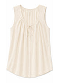 Tie-Front Sleeveless Top in Cotton in Natural — flat lay