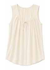 Tie-Front Sleeveless Top in Cotton in Natural — flat lay