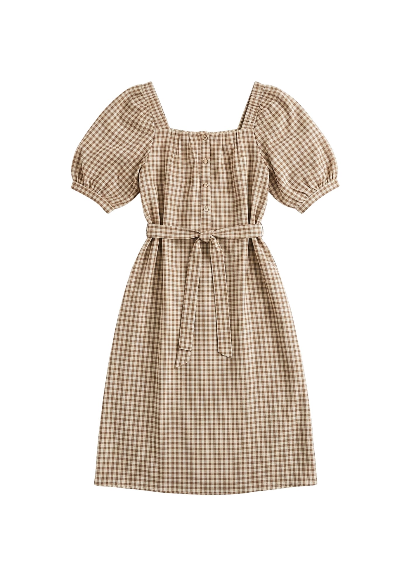 Tie Waist Gingham Dress